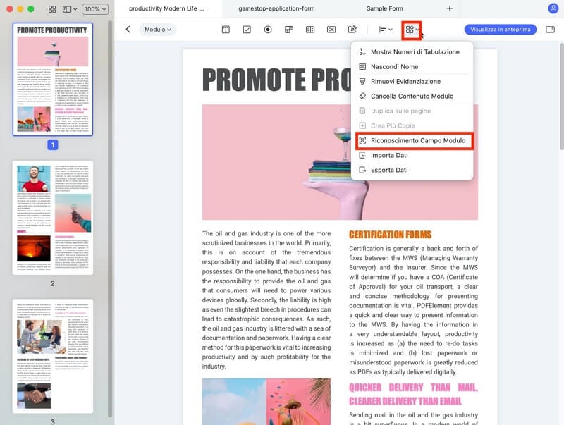 Compila Moduli PDF Usando Preview