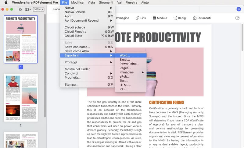 converti gratis i pdf in word su mac