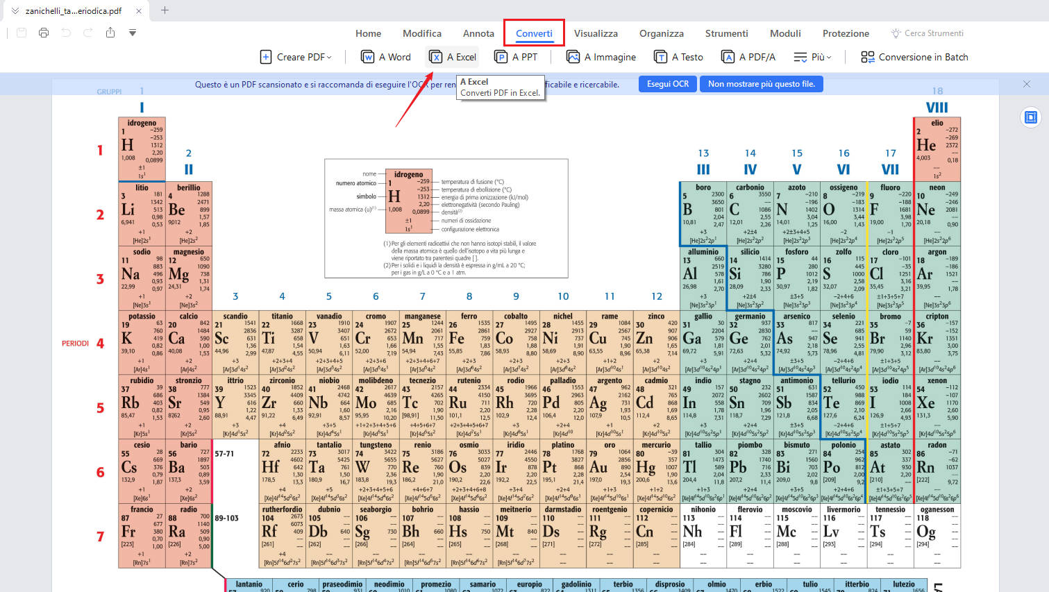 convertire pdf in excel