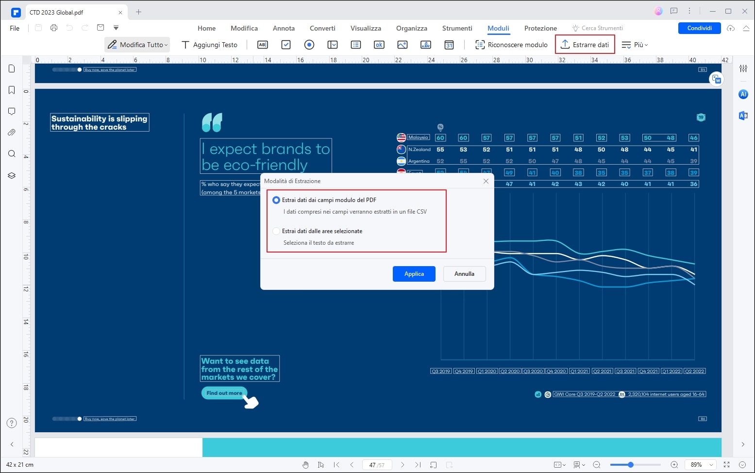 estrarre dati da pdf a excel