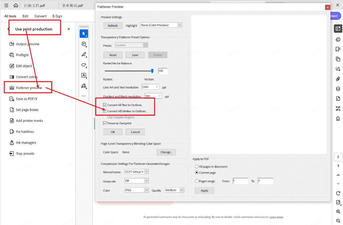 create outline acrobat