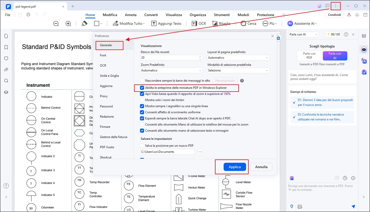 icona pdf non visualizzata