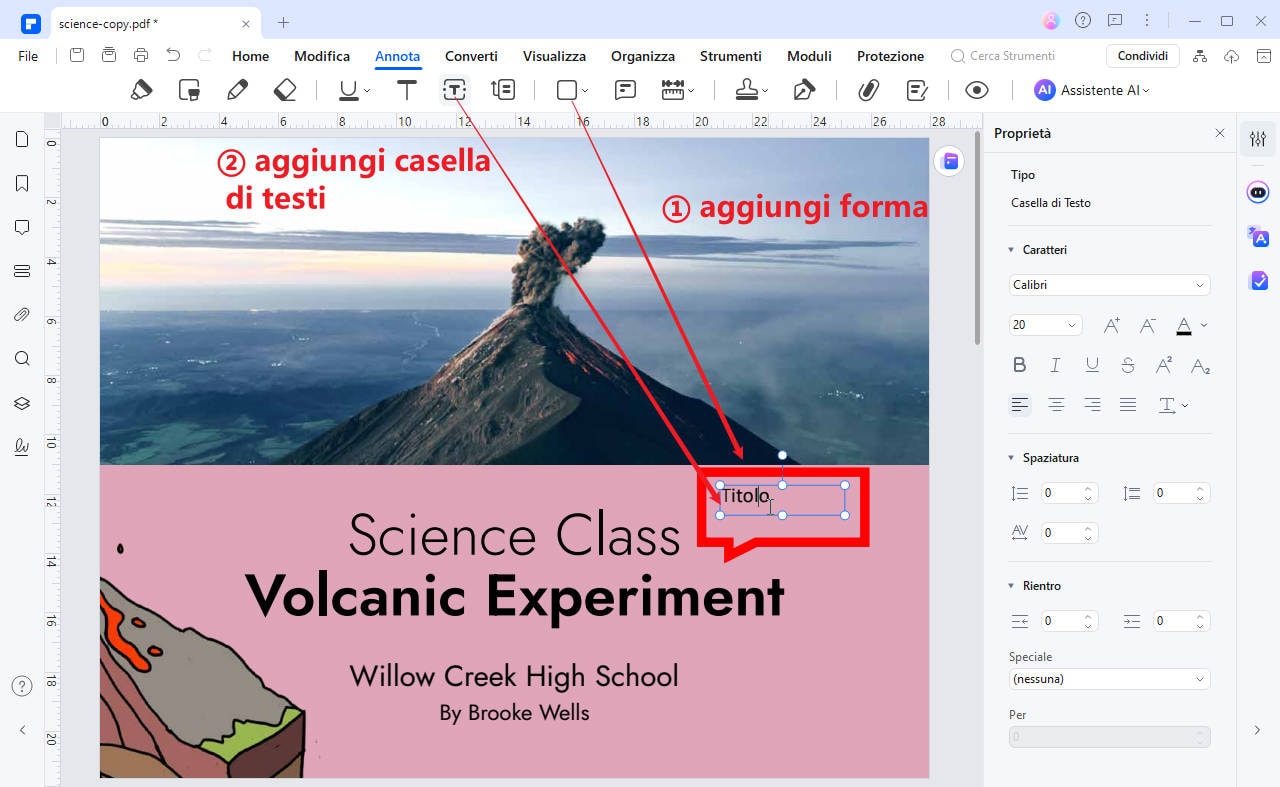 cambiare stile di forme nel pdf