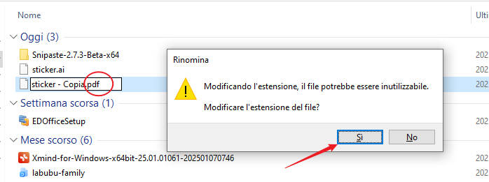 conferma il rinomina