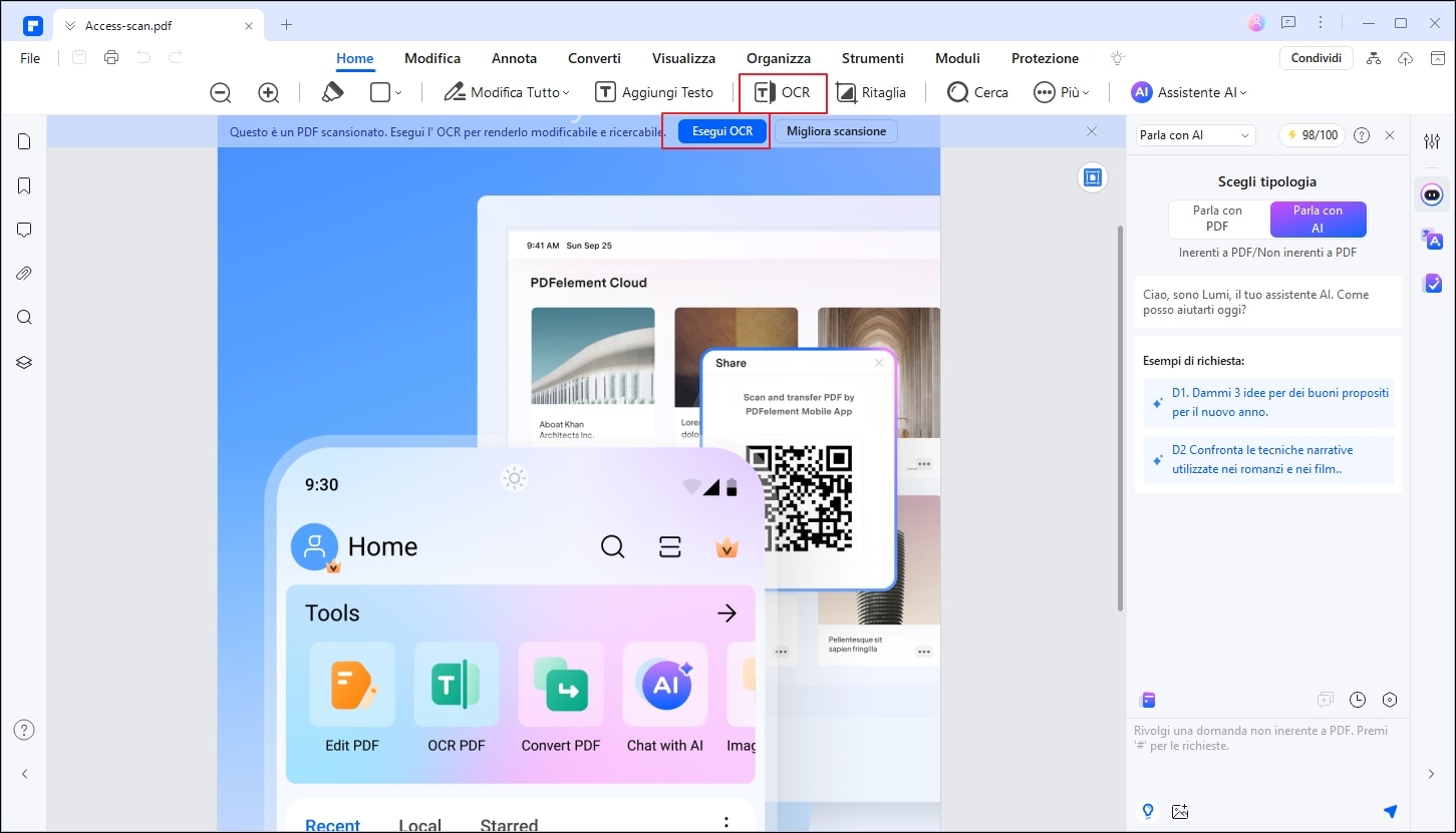 lettore ocr di pdfelement