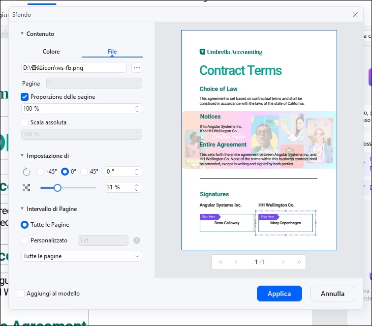 sfondo trasparente per i pdf