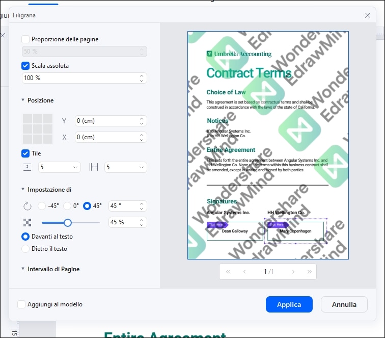 aggiungere watermark di immagine in pdf