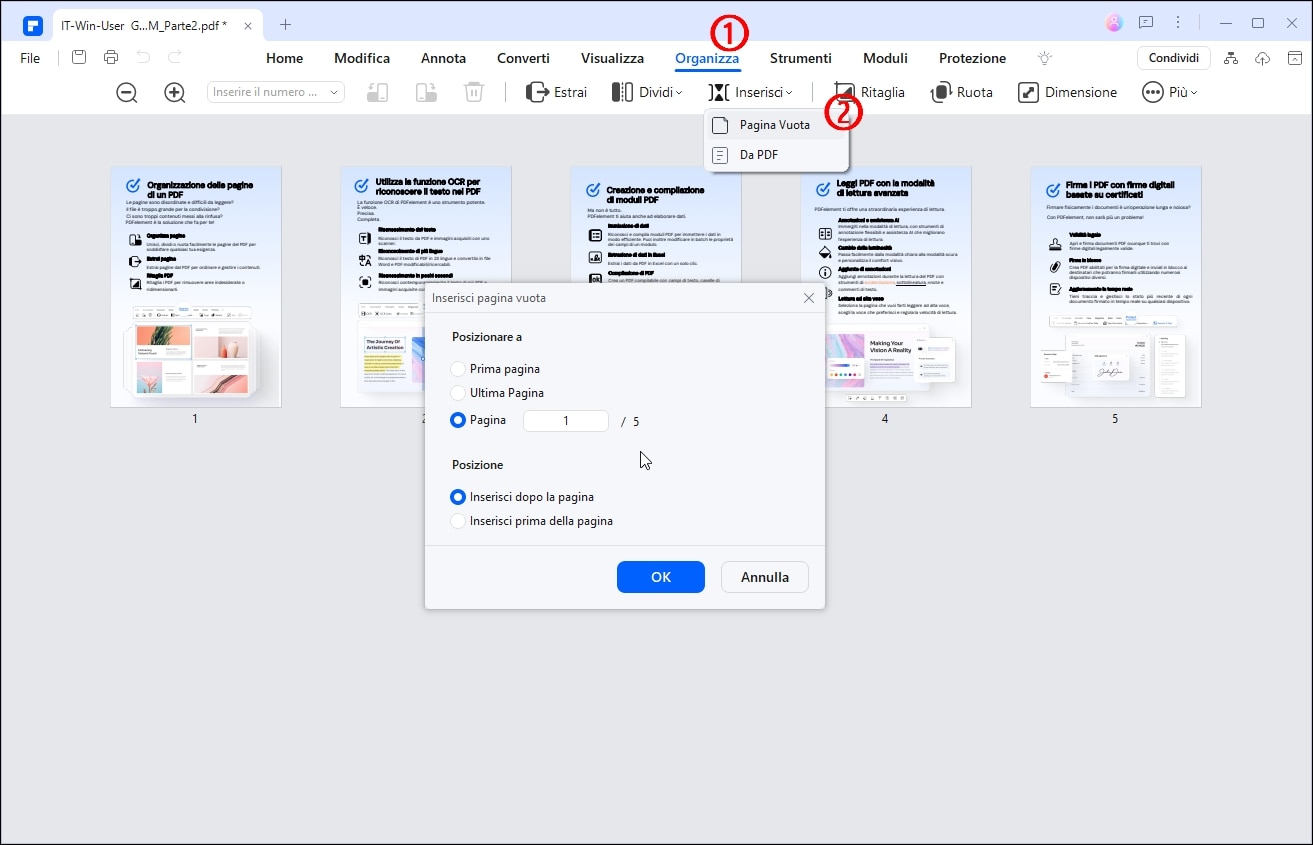 aggiungere pagine a pdf