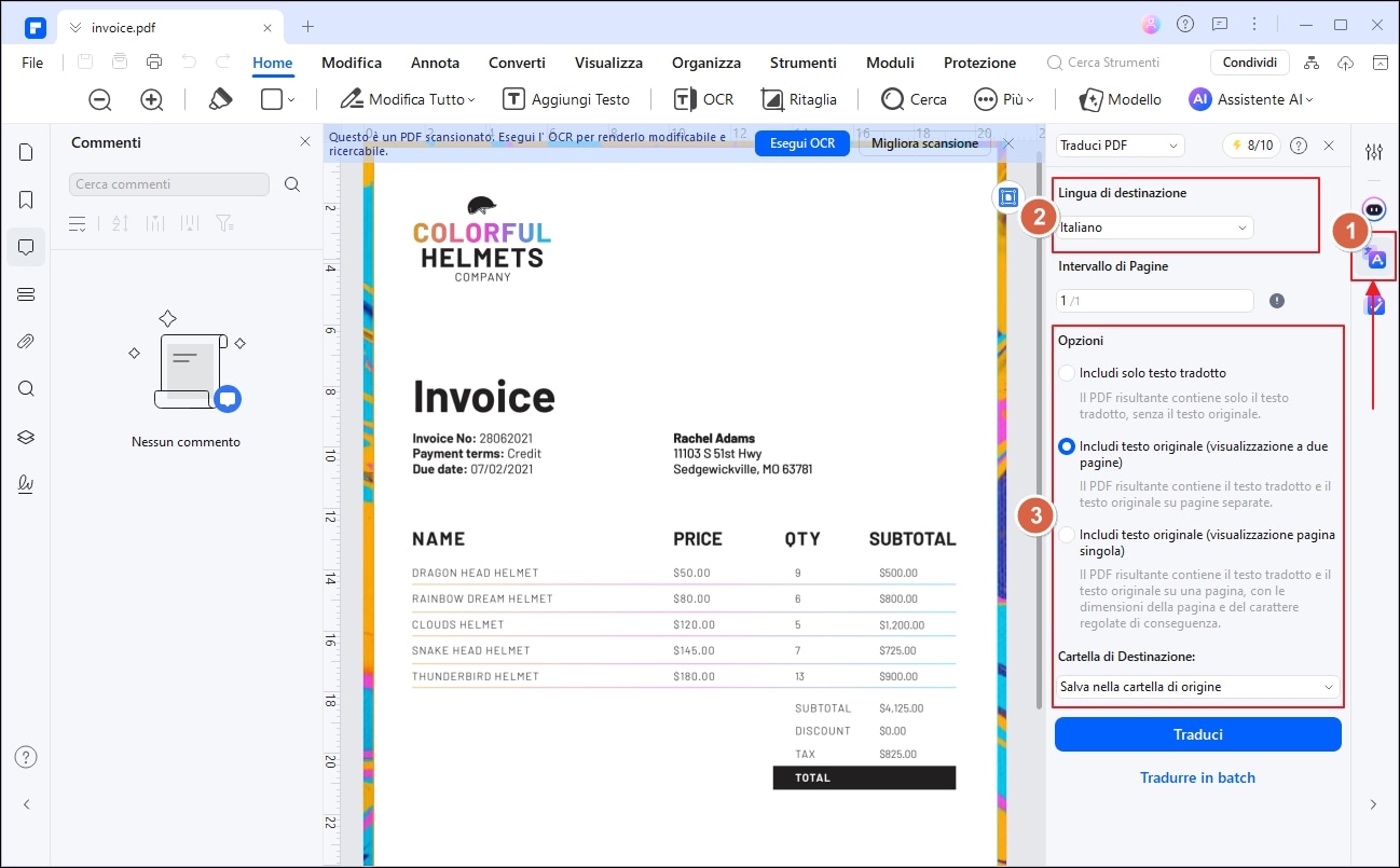 tradurre pdf digitalizzati