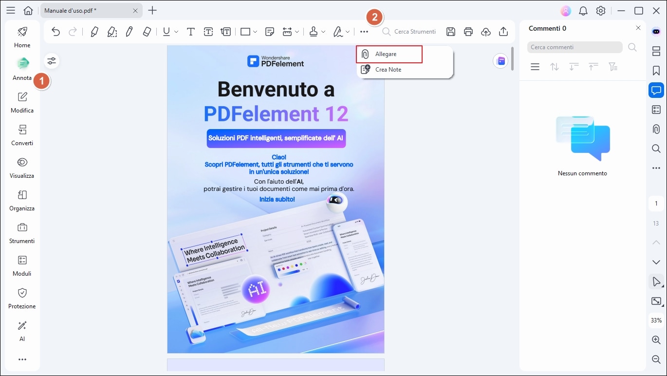 aggiungere file a pdf