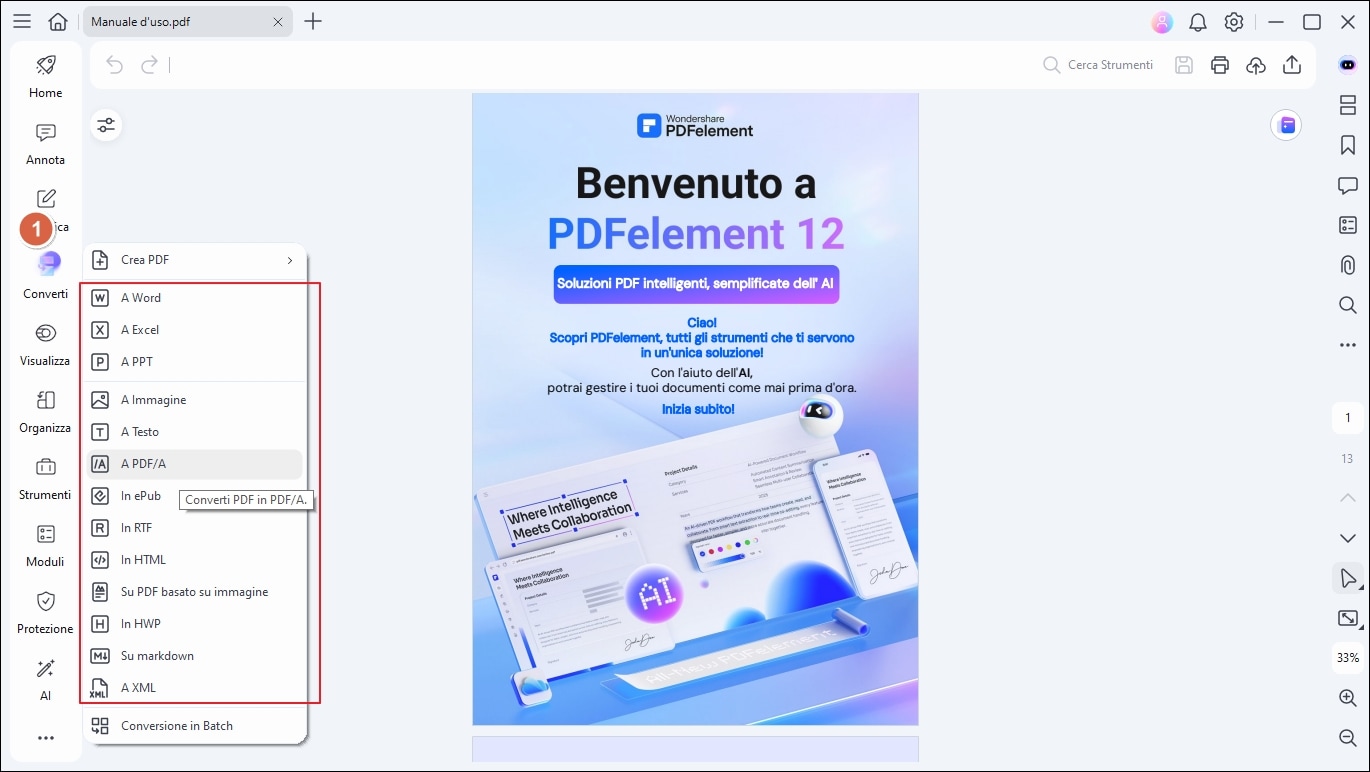 conversione in pdf/a