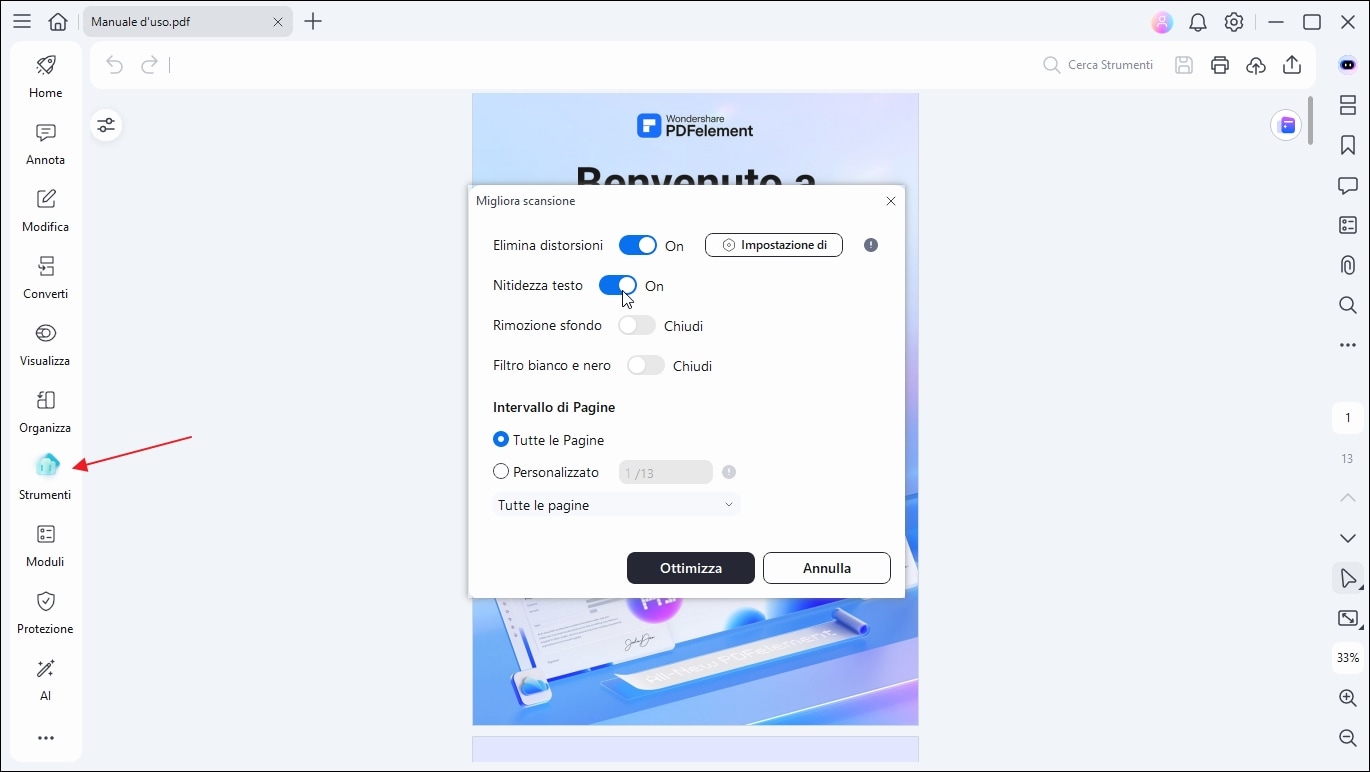 ottimizare scansione