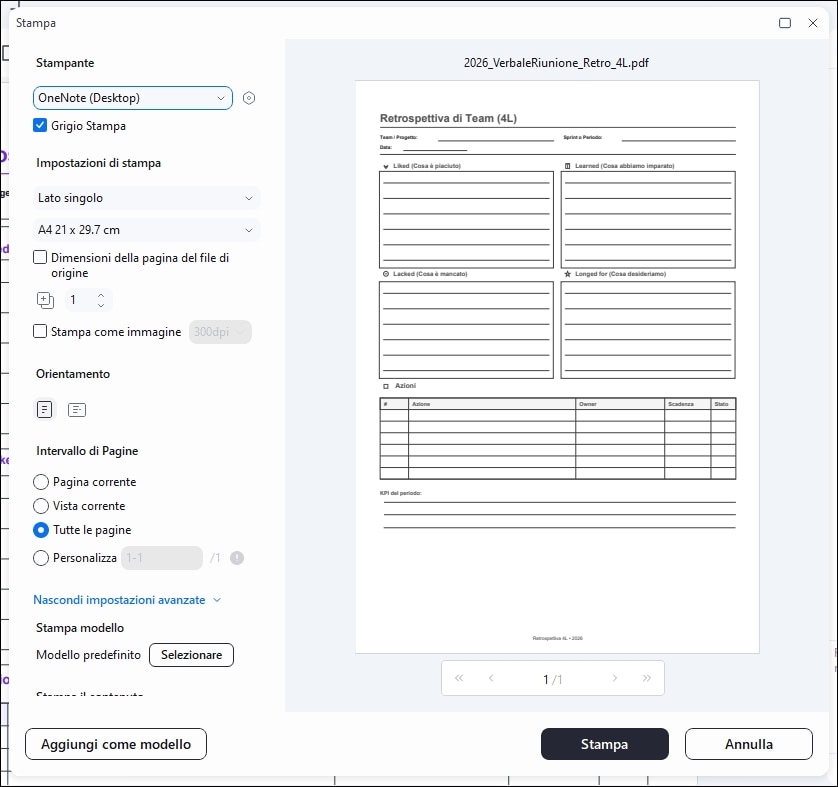 impostazioni di stampa