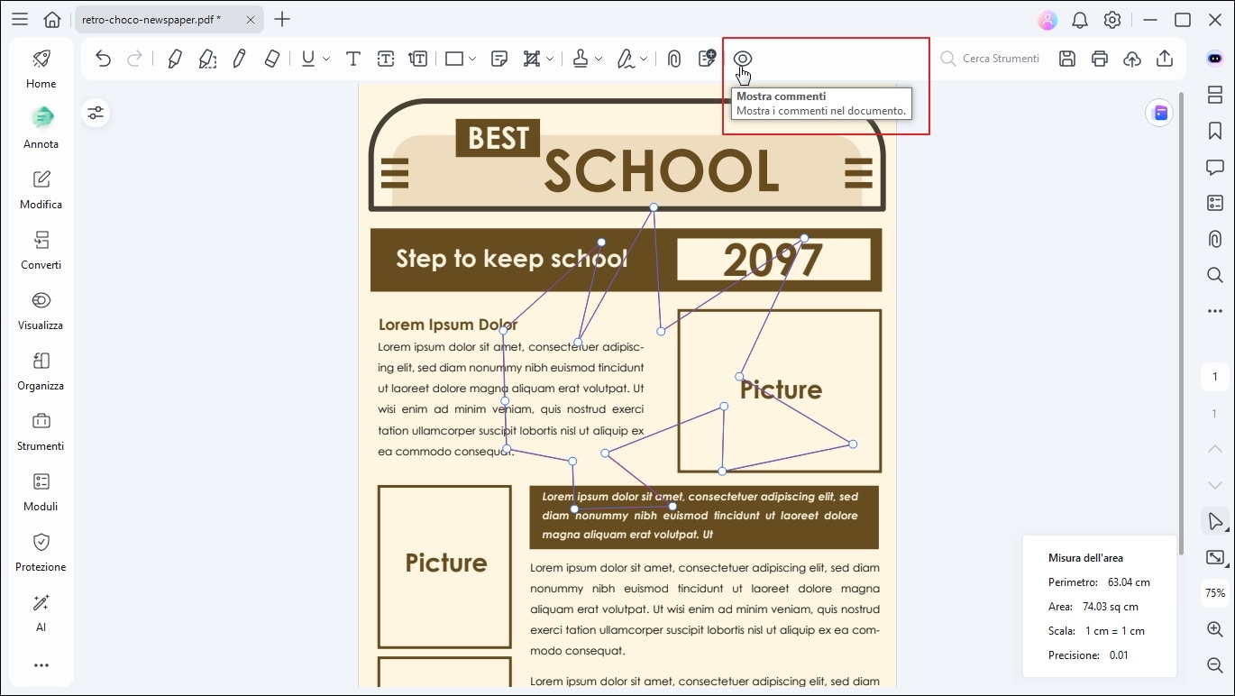 misura distanza nei pdf