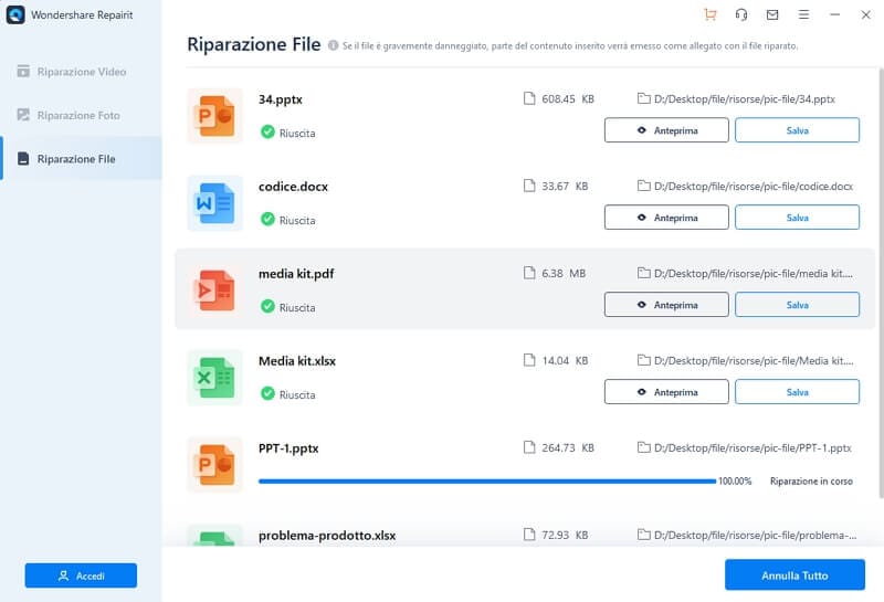 correzione file Microsoft Office - passaggio 1