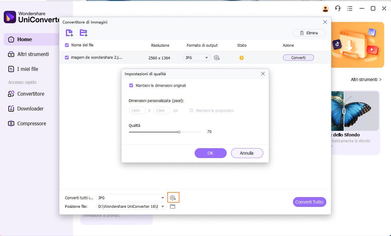 customize image output format